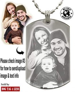 Personalized Photo Text Dogtags Custom Your Picture Text Necklace Pendant + Free Engraving # Valentine's Mother's Father's Day Gift