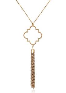 Quatrefoil Chain Tassel Pendant Necklace