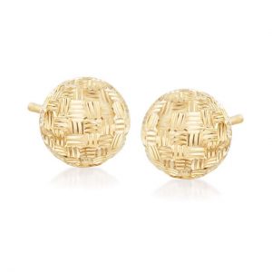 Ross-Simons Italian 18kt Yellow Gold Diamond-Cut Dome Stud Earrings