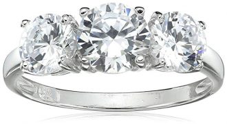 Sterling Silver Round Cut Three-Stone Cubic Zirconia Ring