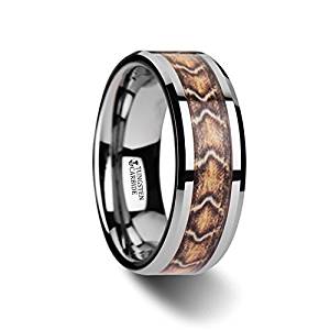 VIPER Tungsten Wedding Ring with Boa Snake Skin Design Inlay - 8mm 
