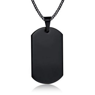 VNOX Free Engraving-Stainless Steel Dog Tag Military Army Pendant Necklace,Silver/Black/Gold Plated