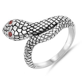 Viper Snake Wrap Around Solid Sterling Silver Womens Ring Sizes 6-12