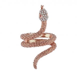 Yfnfxl Womens Rose Gold Crystal Snake Ring Fashion Rhinestones Cute Animal Rings