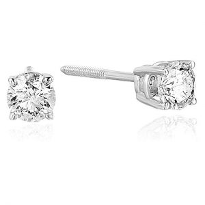 0.50 to 0.75 ctw SI2-I1 14K Certified Diamond Stud Earrings White Gold AGS