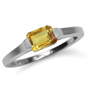 1.04ct. Natural Citrine White Gold Plated 925 Sterling Silver Solitaire Ring