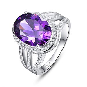 BONLAVIE Vintage 10.2ct Created Purple Amethyst Engagement Ring 925 Sterling Silver for Women