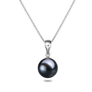 Black Japanese AAAA 6-11.5mm Freshwater Cultured Pearl Pendant Necklace 16"/18" Solitaire Necklace Pendant