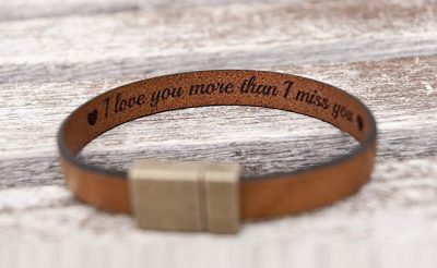 Hidden Secret Message Leather Bracelet Personalized with Custom Quote Date or Coordinates with Strong Hypoallergenic Magnetic Clasp