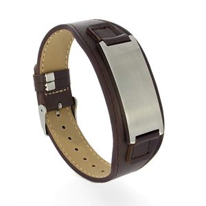 Kedar Personalize Engraved Brown Genuine Leather Bracelet for Men women,Custom Leather Free Engraving