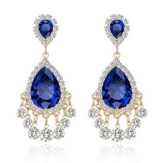 Lianjie Rhinestone Crystal Drop Earrings for Women Girls Teardrop Dangle Fashion Silver