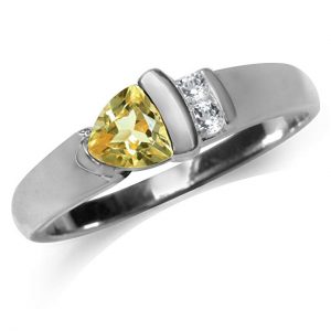 Natural Citrine & White Topaz 925 Sterling Silver Ring