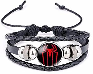 New Horizons Production Marvel's Super Heroes Glass Domed Braided Leather Bracelet 