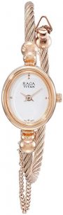 Titan Women's Raga Gold Metal Jewellery Bangle Design, Bracelet Clasp, Quartz Glass, Water Resistant Analog Wrist Watch