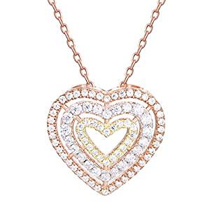 Tri-Color Gold Nested Heart