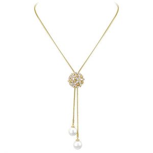 Clear CZ Ball Lariat Y-Shaped Necklace Globe