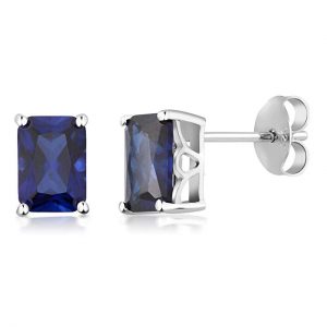 925 Sterling Silver Simulated Blue Sapphire Studs