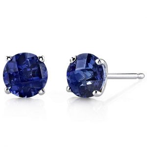 2.25 Carats Created Blue Sapphire Studs