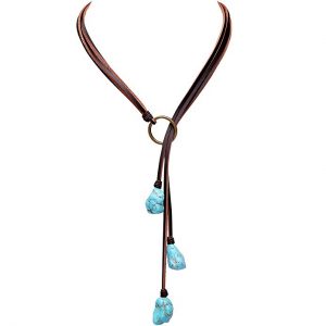 Bohemian Synthetic Turquoise Lariat Necklace