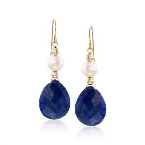 Ross-Simons 20.00 ct. t.w. Sapphire and Cultured Pearl Earrings