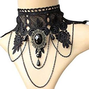 Aniwon Punk Wedding Party Black Lace Choker Beads Chain Pendant Necklace Earring Bracelet for Women