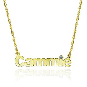 Birthstone Carved Name Necklace