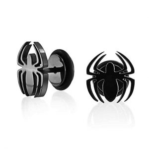 Bling Jewelry Surgical Steel Black Spider Fake Cheater Plug Earrings 16G