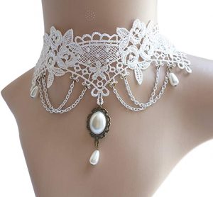 Eternity J. Vintage Lace Gothic Style Tassel Pendant Choker Victorian Palace Princess Lolita Necklace Bracelet