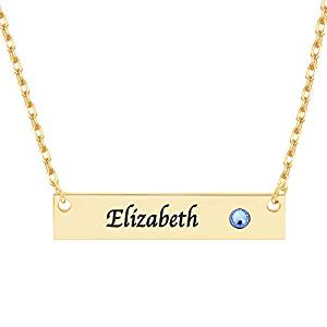 Gold Bar Name Plate Necklace