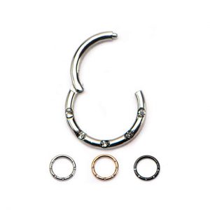 Hinged Gemmed Seamless WildKlass Septum Clicker Ring 316L Surgical Steel (Sold Individually)