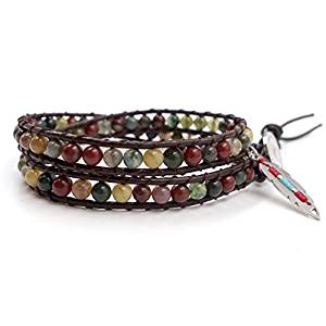 India Agate Leather Wrap Choker