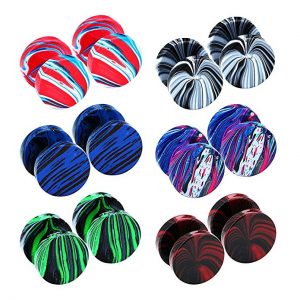 JewelrieShop Assorted Colors Stud Earrings Set Mens Women Stainless Steel Ear Plugs Tunnel Ear Piercing Fake Gauges