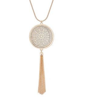 MOLOCH Long Necklaces for Woman Disk Circle Pendant Necklaces Tassel Fringe Necklace Set Statement Pendant