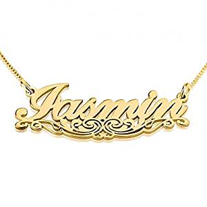 Scrollwork Script Nameplate Necklace