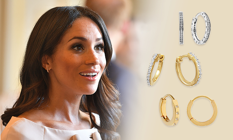 Meghan Markle wearing huggie earrings