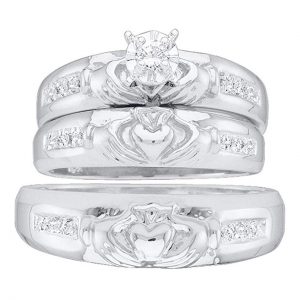 10. Claddagh White Gold and Diamond Trio