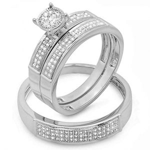 2. ⅓ Carat Diamond Micro-Pave Wedding Band Trio