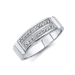 2. TWJC 14k White Gold Wedding Band