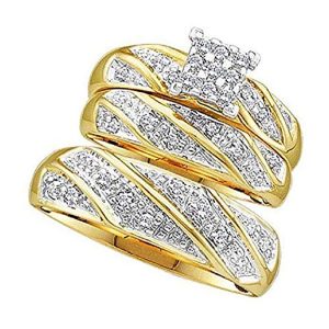 7. Yellow Gold and Cubic Zirconia Wrapped Pave Trio