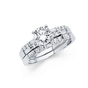 5. Universal Jewels  14k White Gold Solid Engagement Ring