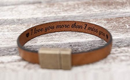 Hidden Secret Message Leather Bracelet Personalized with Custom Quote Date or Coordinates with Strong Hypoallergenic Magnetic Clasp