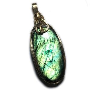 Labradorite 14K Gold- Filled Jewelry with Black Leather Necklace Elegant Gift Box Rocks2Rings Wire Wrapped Jewelry G10 Z