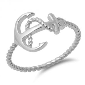 Oxford Diamond Co Plain Anchor Rope .925 Sterling Silver Ring Sizes 3-11