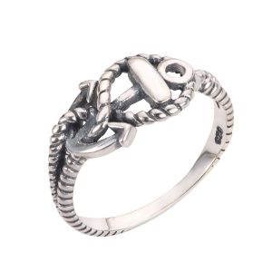 CloseoutWarehouse Sterling Silver Anchor of Hope Ring (Color Options, Sizes 2-15)