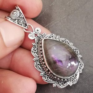 Purple Labradorite 925 Sterling Silver, Heavy Pendant, Antique pendant, Friendship Pendant