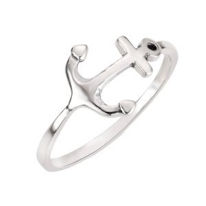 CloseoutWarehouse Sterling Silver Anchor Ring (Color Options, Sizes 3-15)