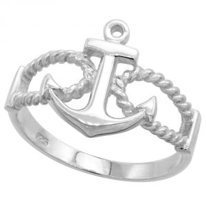 Sterling Silver Anchor Ring 916 inch (14 mm) long