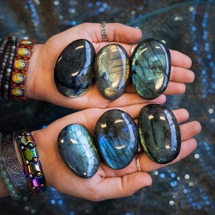 Labradorite palm stones