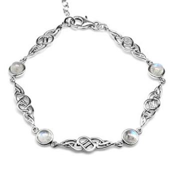 Natural Moonstone 925 Sterling Silver Celtic Knot 7-8.5 Inch Adjustable Bracelet