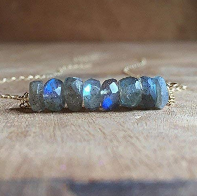 Labradorite Necklace Gold Filled 16 Inch Length Gemstone Jewelry Gift For Women